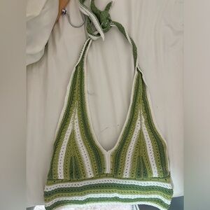 Hollister Green Crochet Top
